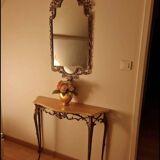 Ensemble console et miroir laiton style Louis XV