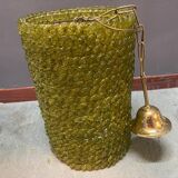 Olive Green Murano Glass Flower Light Pendants Set of 2