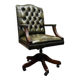 English Chesterfield President Desk Chair Olive Green