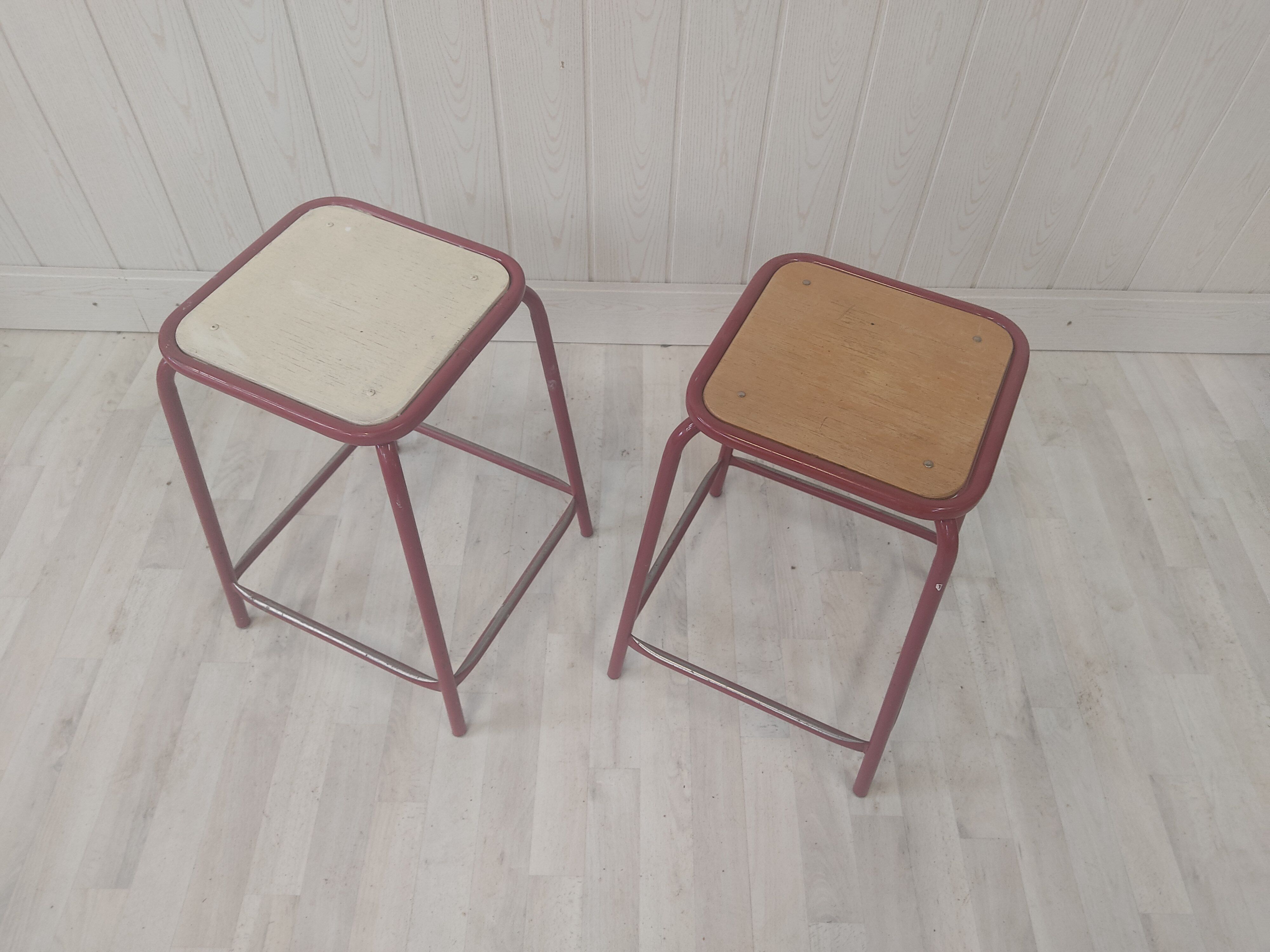 Pair of vintage school stools