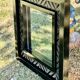 Superbe miroir contemporain métal et céramique géométrique