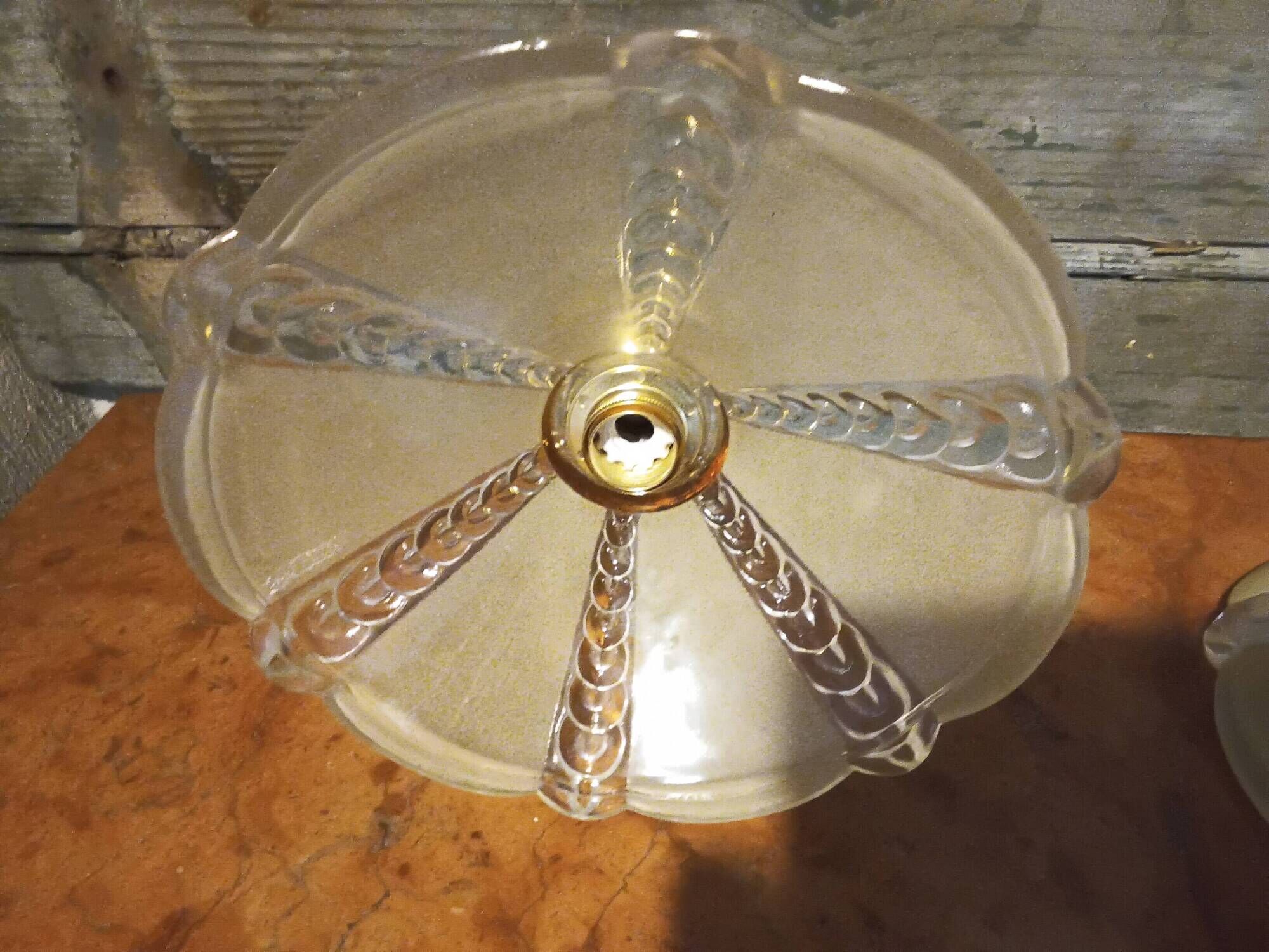 Pair of vintage wall lights in pale yellow granite glass