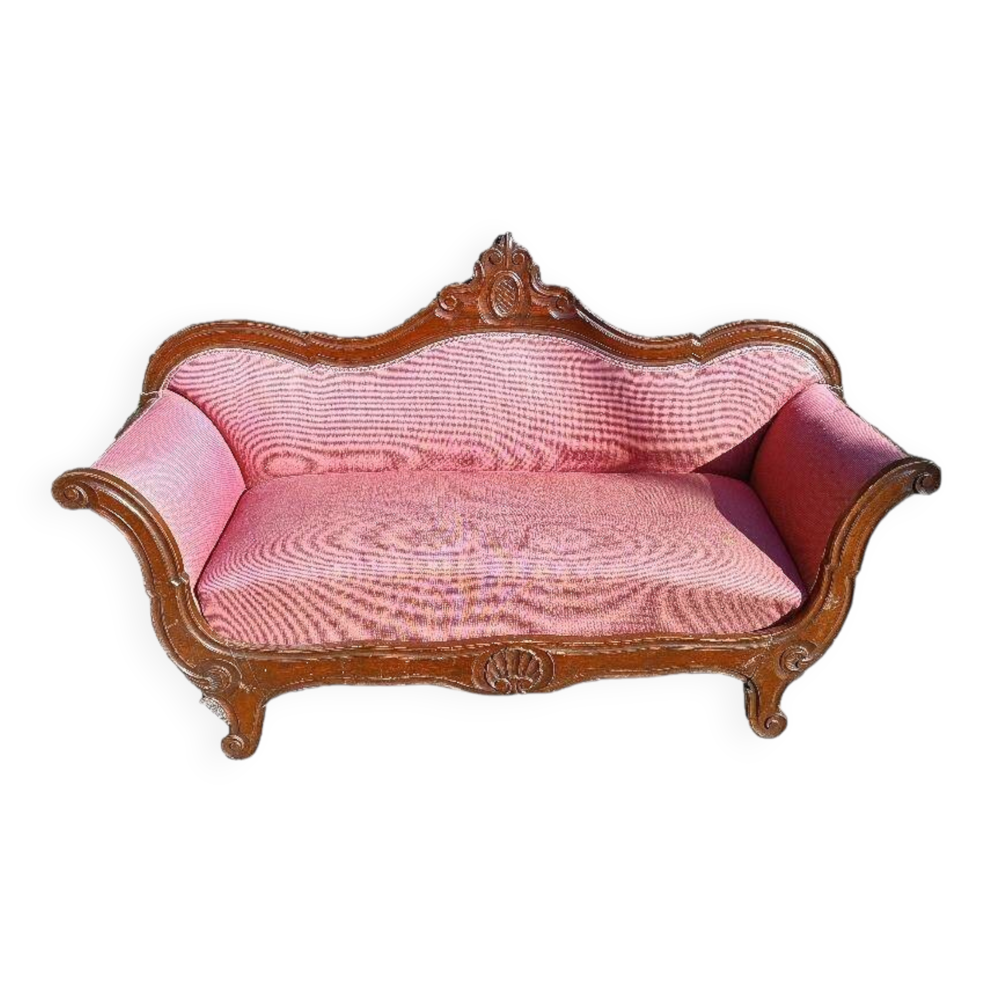 Small mid-19th century boat sofa in walnut