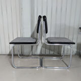 Vintage Marcel Breuer design chairs, Cesca model, heather gray fabric seat