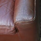Pair of armchairs with very soft leather ears 80s