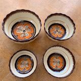 4 nesting salad bowls in enameled ceramic mbfa pont l abbé decorated vintage hand