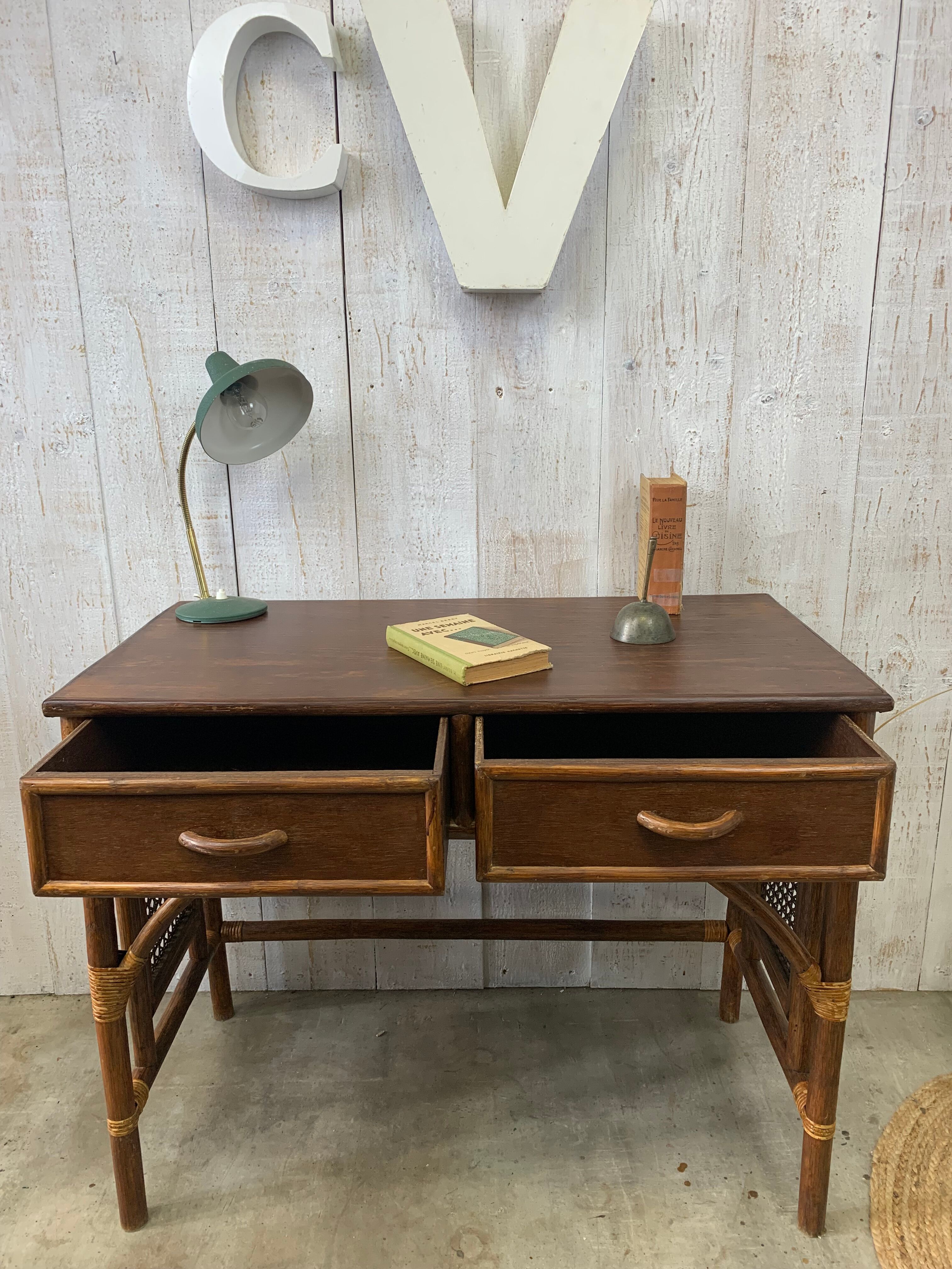 Rattan console/desk