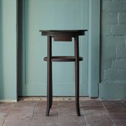 Wooden drawer table or 19th-century work table with a curved wooden stretcher, in the style of Thonet, circa 1900-1920.