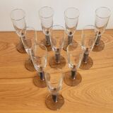 10 Bormioli Rocco Vintage Crystal Champagne Flutes Glasses with Grey Rain Foot