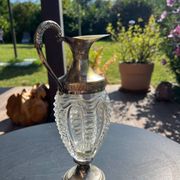 Ewer in molded Murano Venetian glass and metal