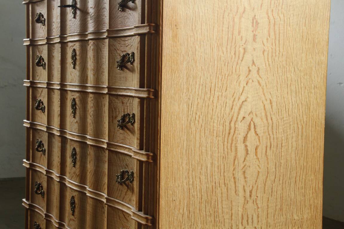 Vintage Mid-century Baroque Style Danish High Boy Brutalist Dresser 1960s