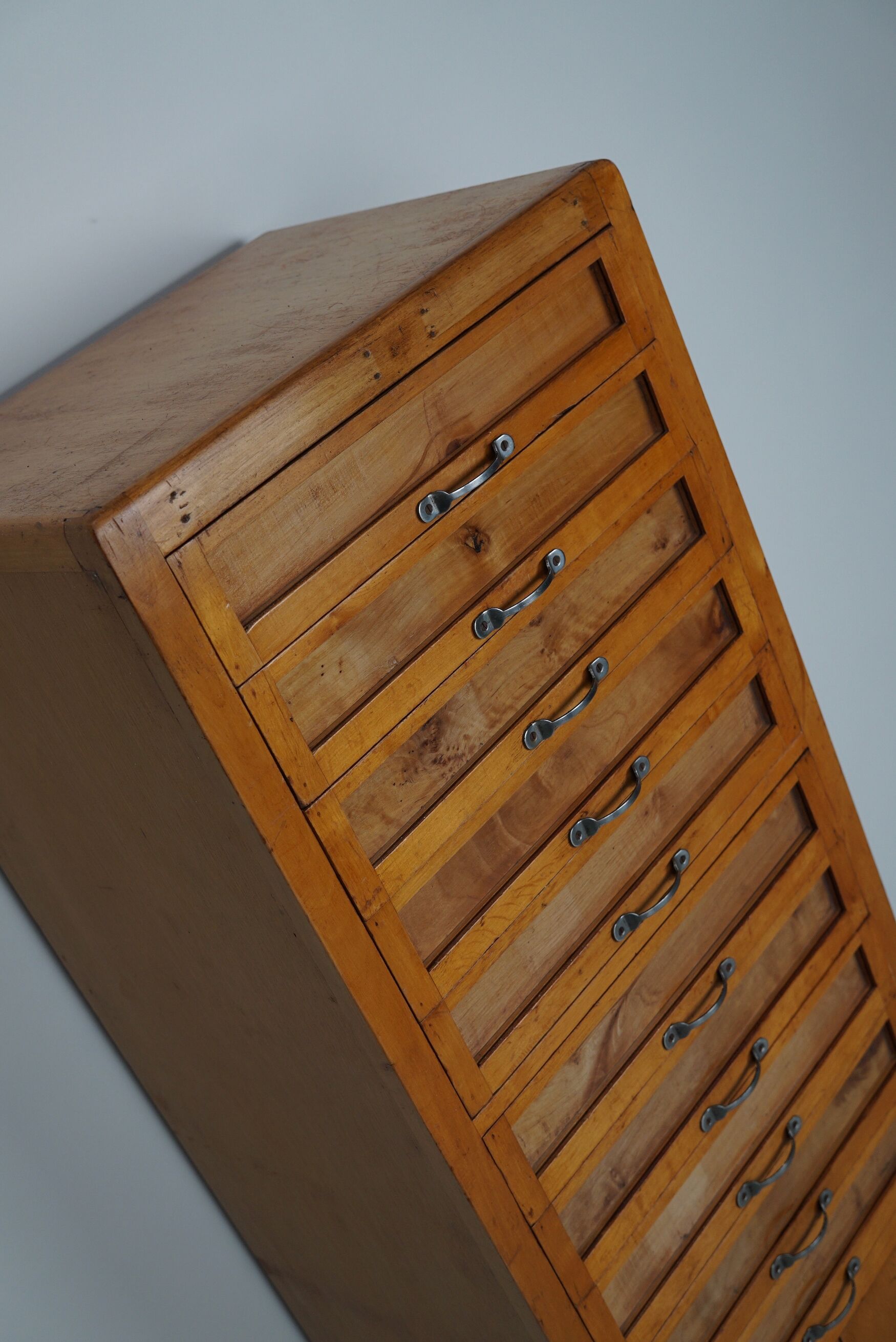 Vintage italian beech haberdashery shop cabinet, 1950s