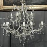 Pair of large Maria Theresa chandeliers. Crystal and glass.