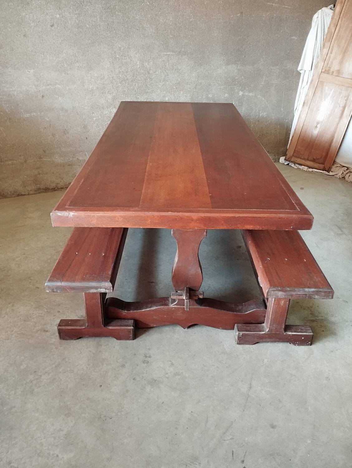 Farmhouse table and 2 benches set
