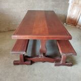 Ensemble table de ferme et 2 bancs