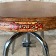 Vintage industrial metal and wood stool with adjustable swivel seat, 1960's