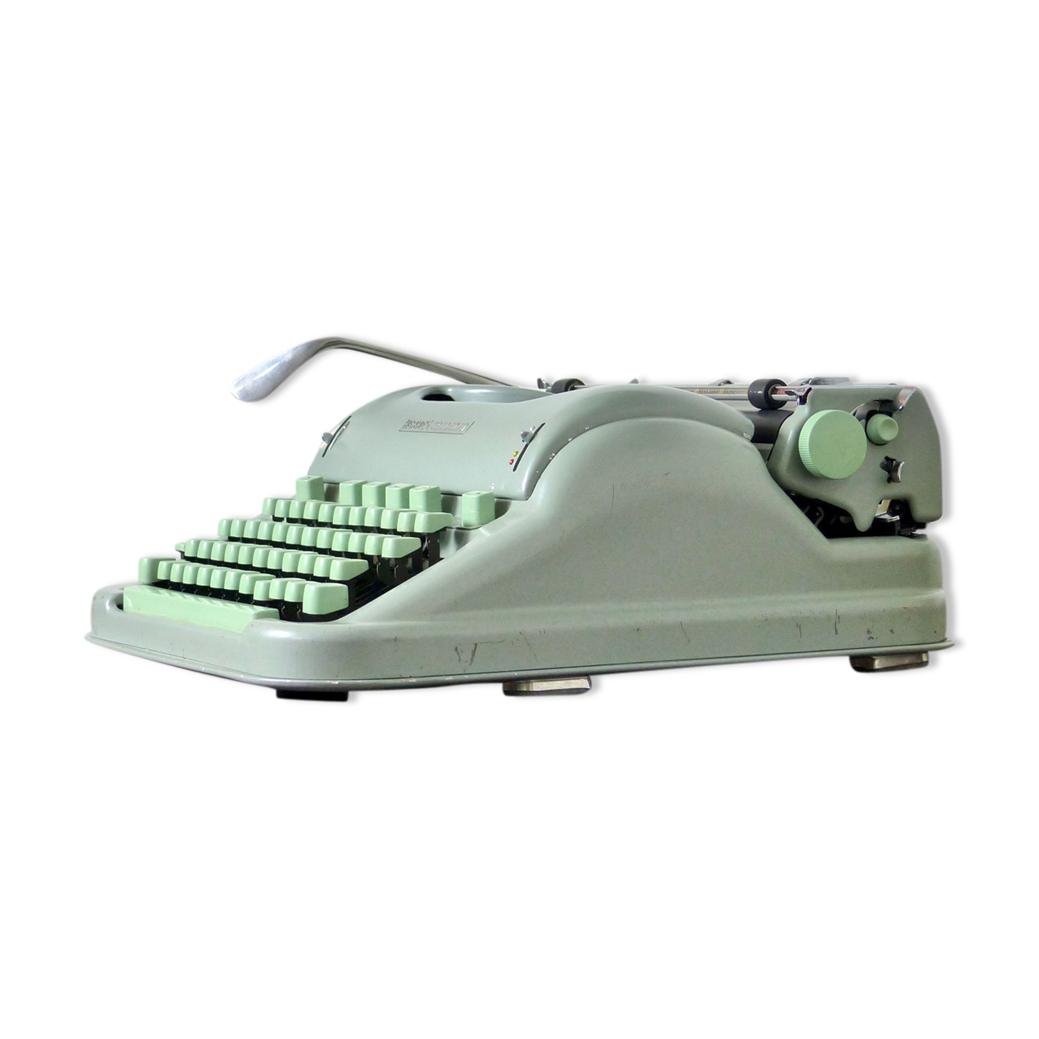 Hermes 3000 green mint metal typewriter
