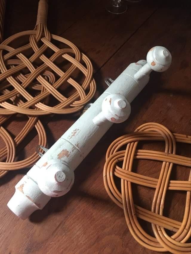 Coat rack bamboo patinated celadon green