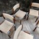 6 vintage chairs in wood, metal and fabric