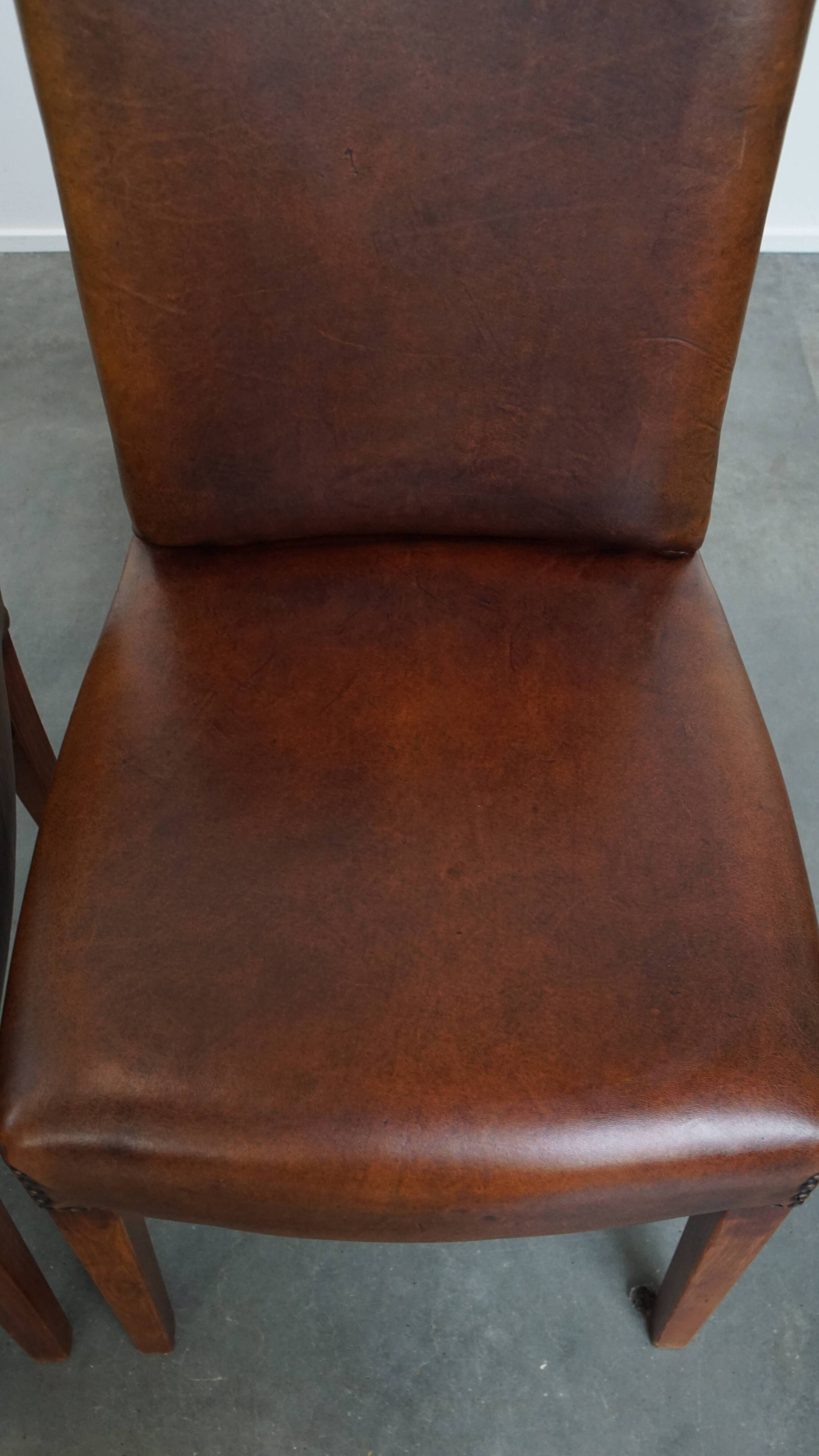 Set of 4 Sheepskin Leather Dining Chairs