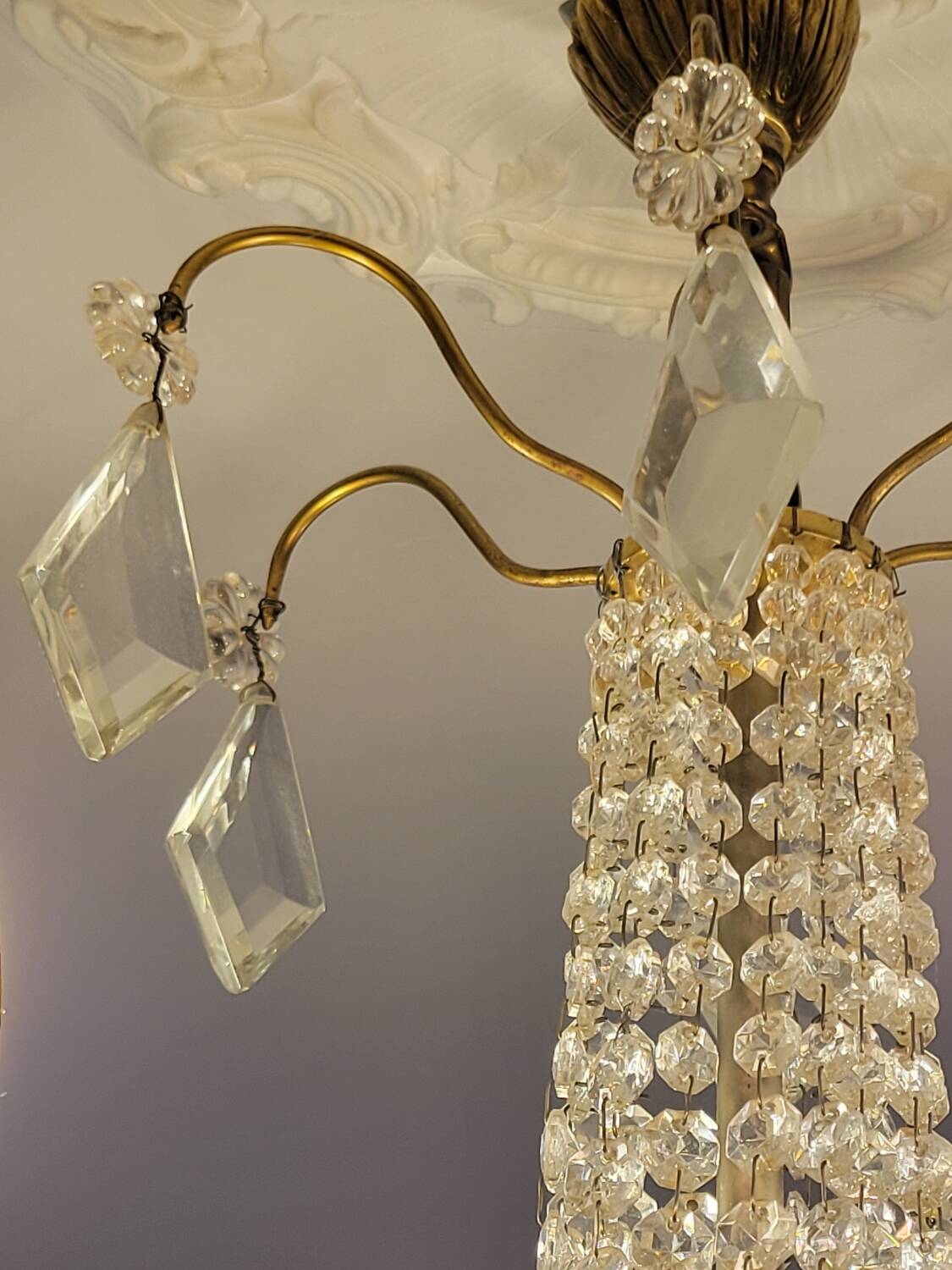 6-light hot air balloon chandelier with crystal pendants, late 19th century