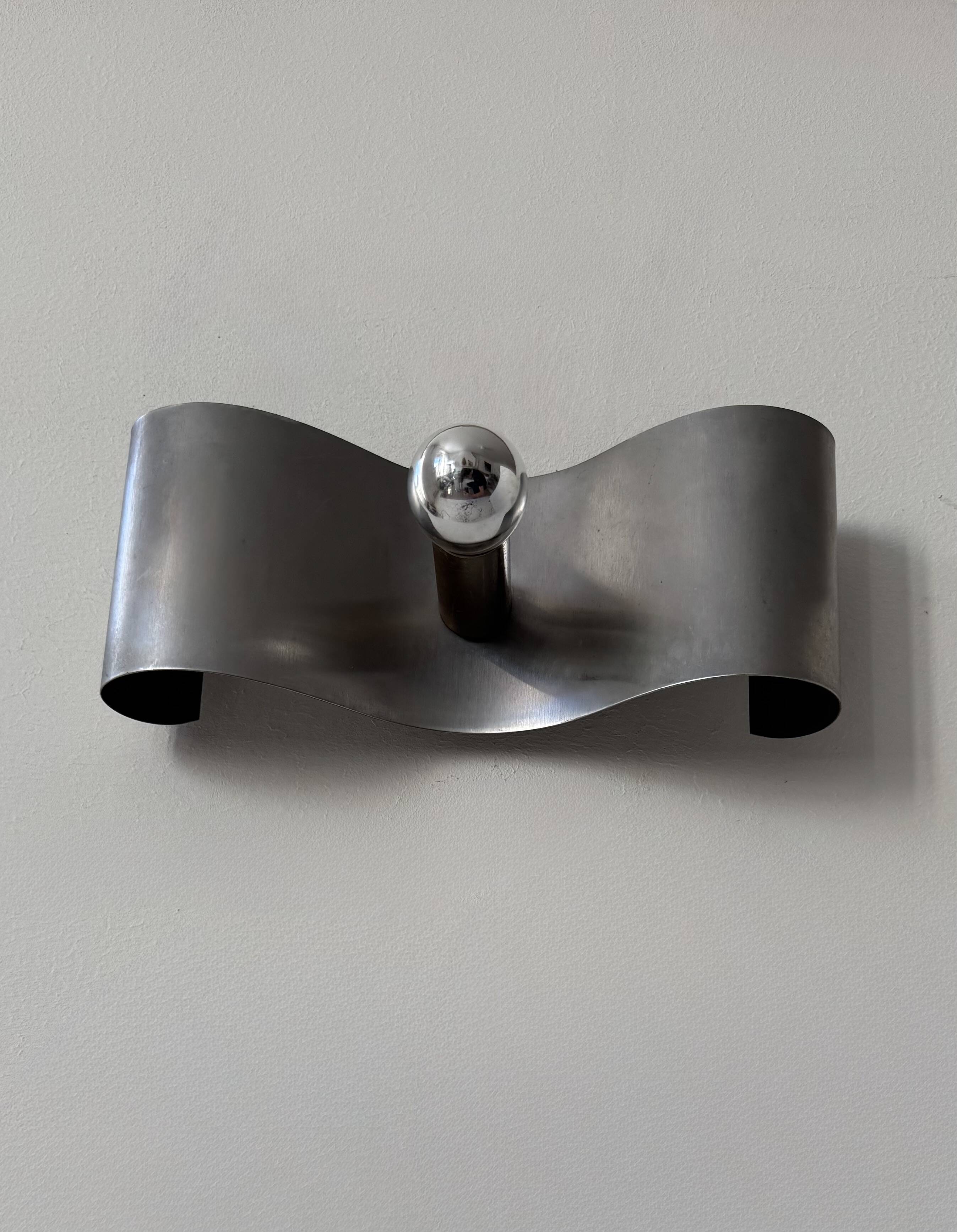 Applique vintage, métal brossé, France, 1970