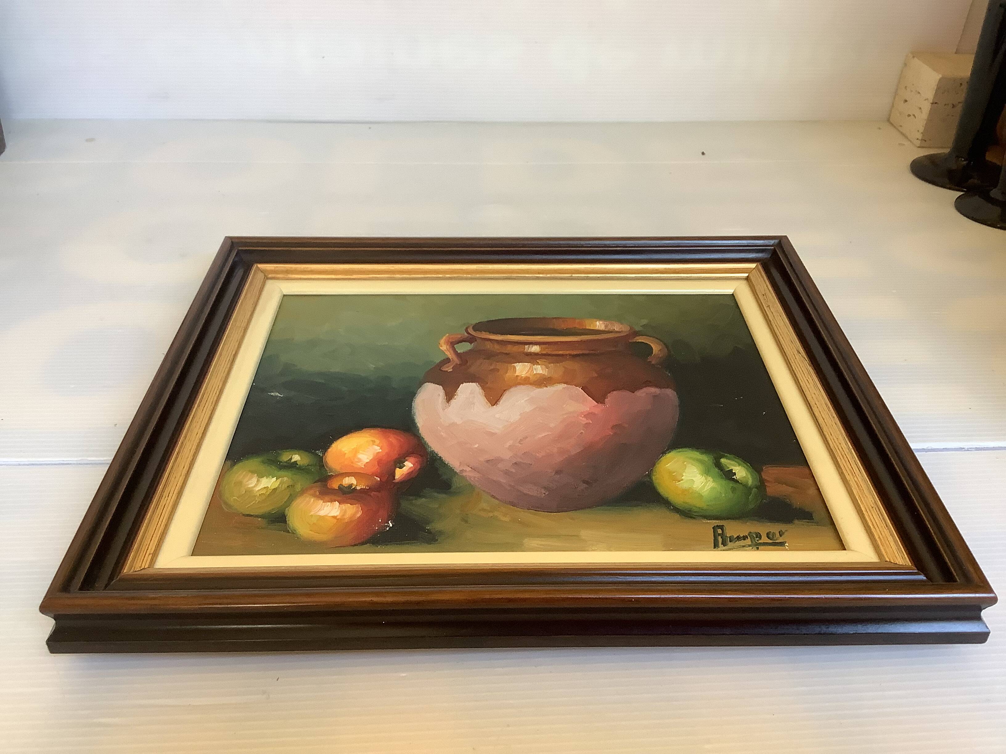Tableau nature morte huile sur toile signée
