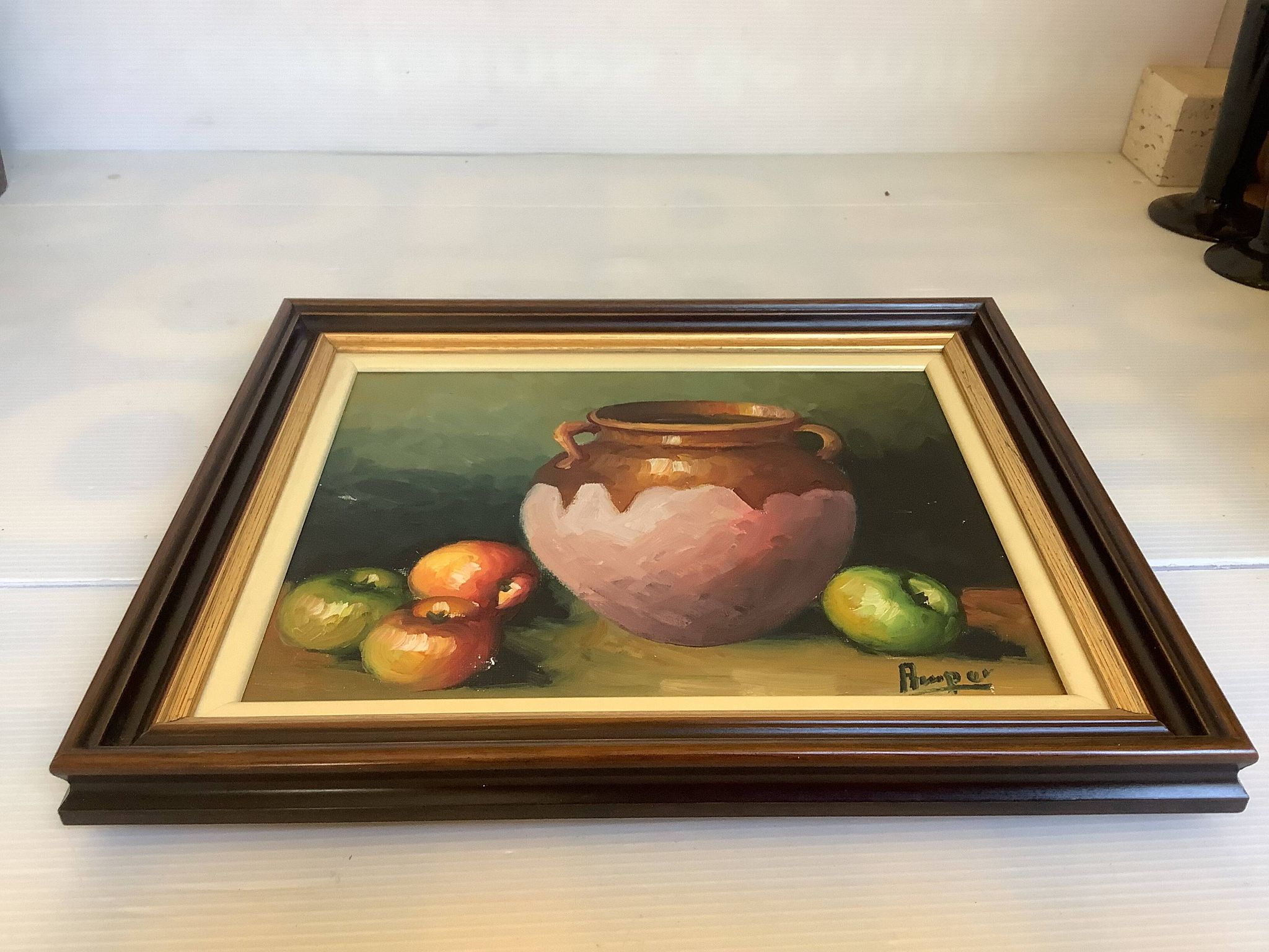 Tableau nature morte huile sur toile signée
