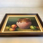 Tableau nature morte huile sur toile signée