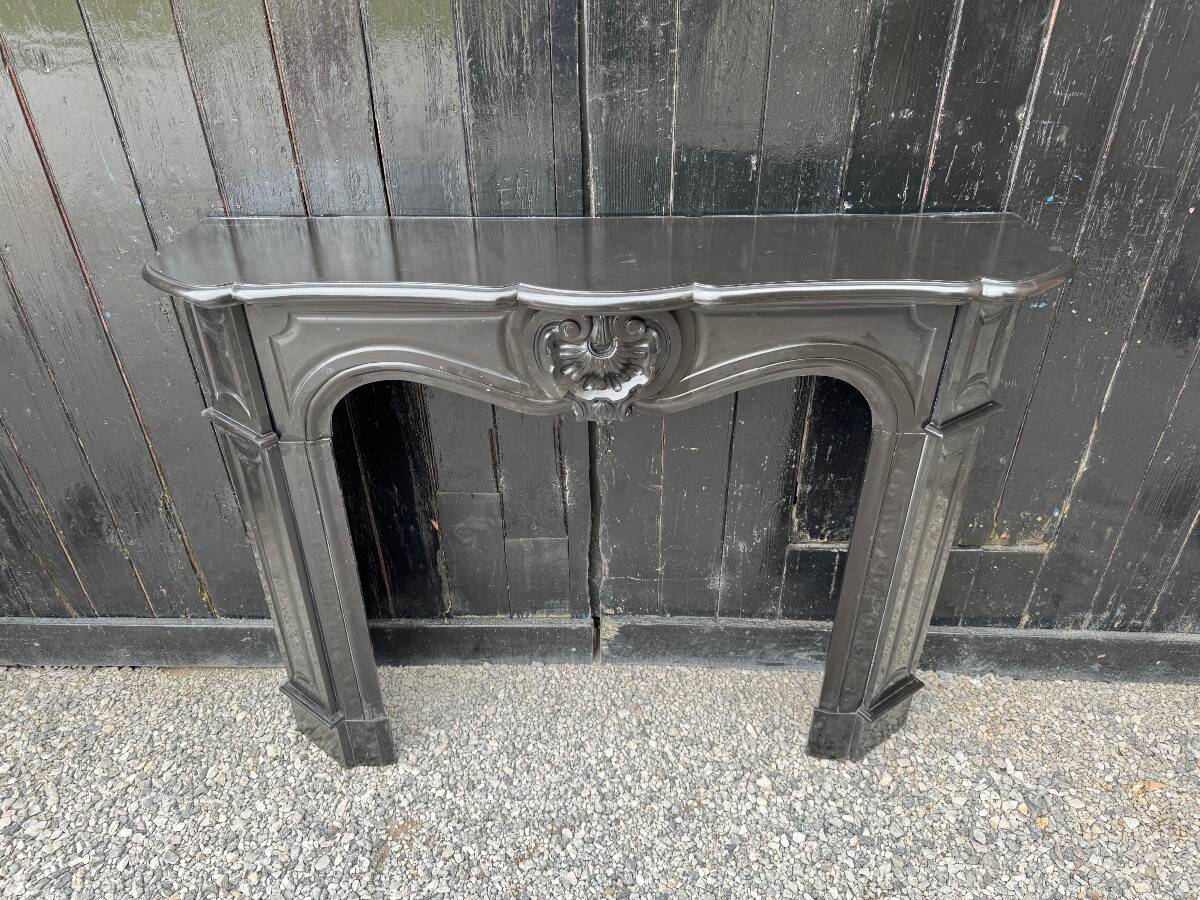 Louis XV style fireplace in black Belgian marble, circa 1880