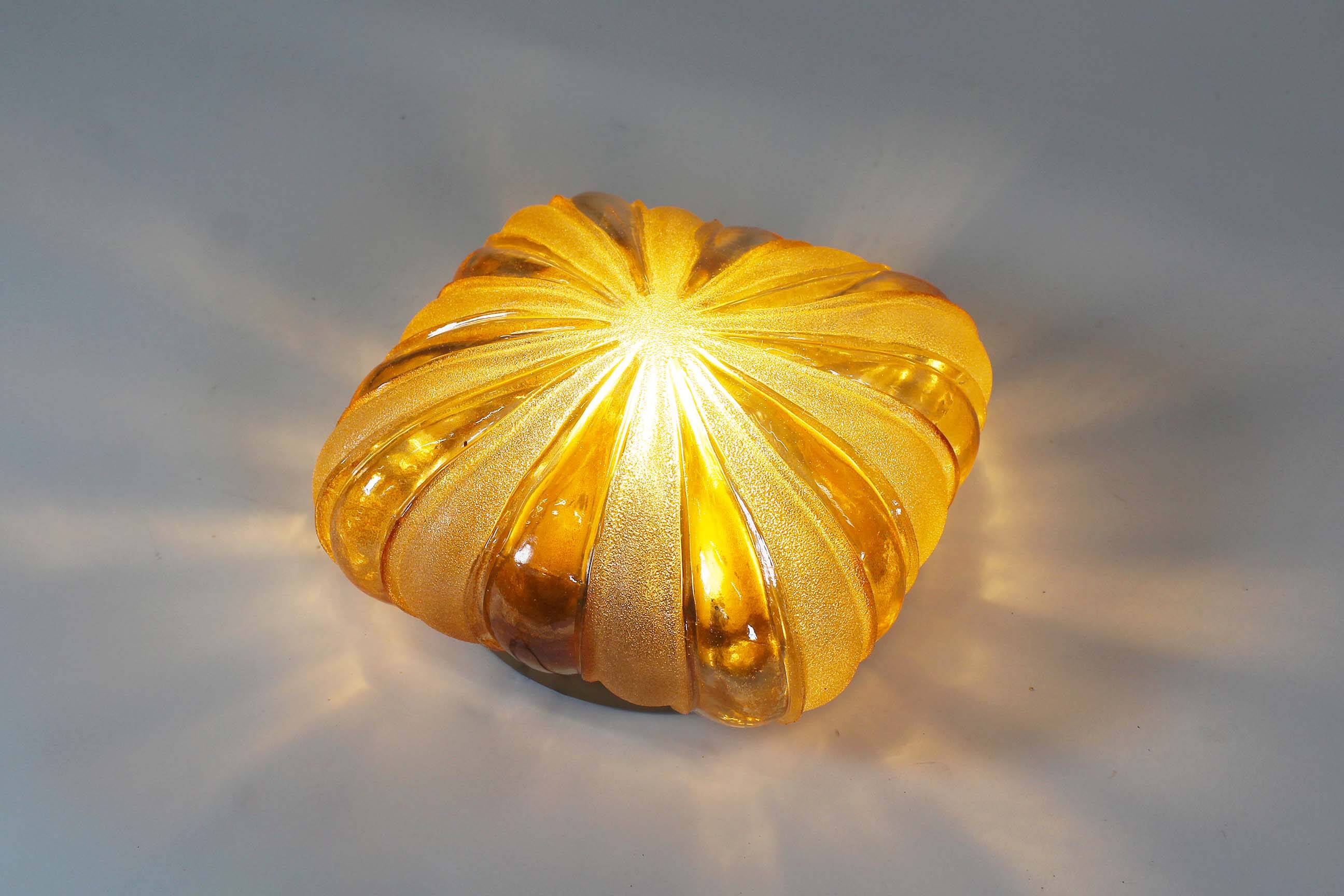 Vintage amber glass wall lamp by Wila Leuchten, Germany 1970's