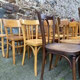 Lot of 50 mismatched bistro chairs french Restaurant THonet curved wood