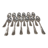 12 cuillères à moka métal argenté orfèvre Guillaumot Contours 11,6cm