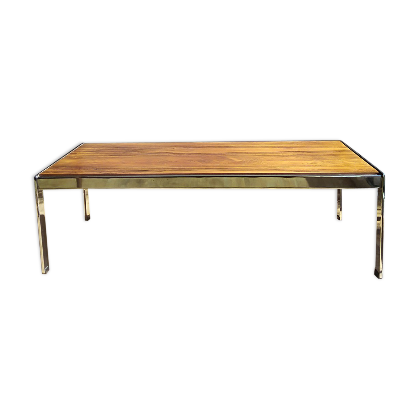 Coffee table in chrome and rosewood metal 1970