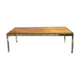 Coffee table in chrome and rosewood metal 1970