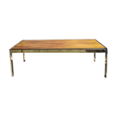 Table basse des années 1970 en métal chromé et palissandre design Howard Miller