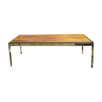 Coffee table in chrome and rosewood metal 1970