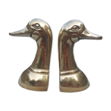 Pair of bookends vintage duck in brass
