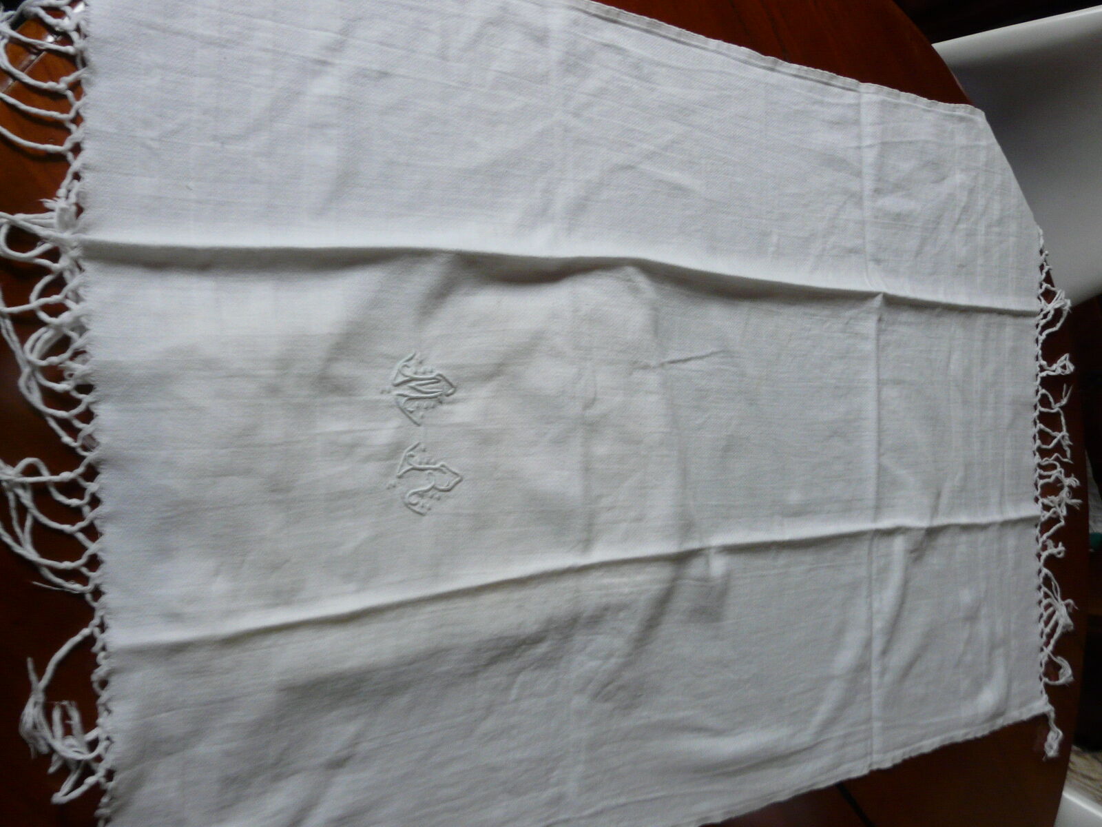 2 old mr fringed monogram towels 97X68cm.