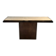 Console with a cannon-shaped travertine rifle stand. French work. Around 1970.