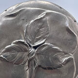 Hand-facing flower mirror in silver bronze 14x28cm