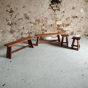 2 brutalist benches and 2 stools from the 1950s.