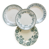 Vintage mismatched dessert plates in ironstone - Green tones