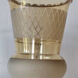 Vintage 50s wall light, 2 light arms, metal, brass and opaque glass tulip