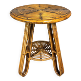 Mid-Century Italian pencil reed rattan side or occasional table, ca 1950s