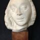 Bronze-middle-aged woman's head in plaster