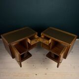 Vintage wooden bedside tables, Italy, 1950s, set of 2.