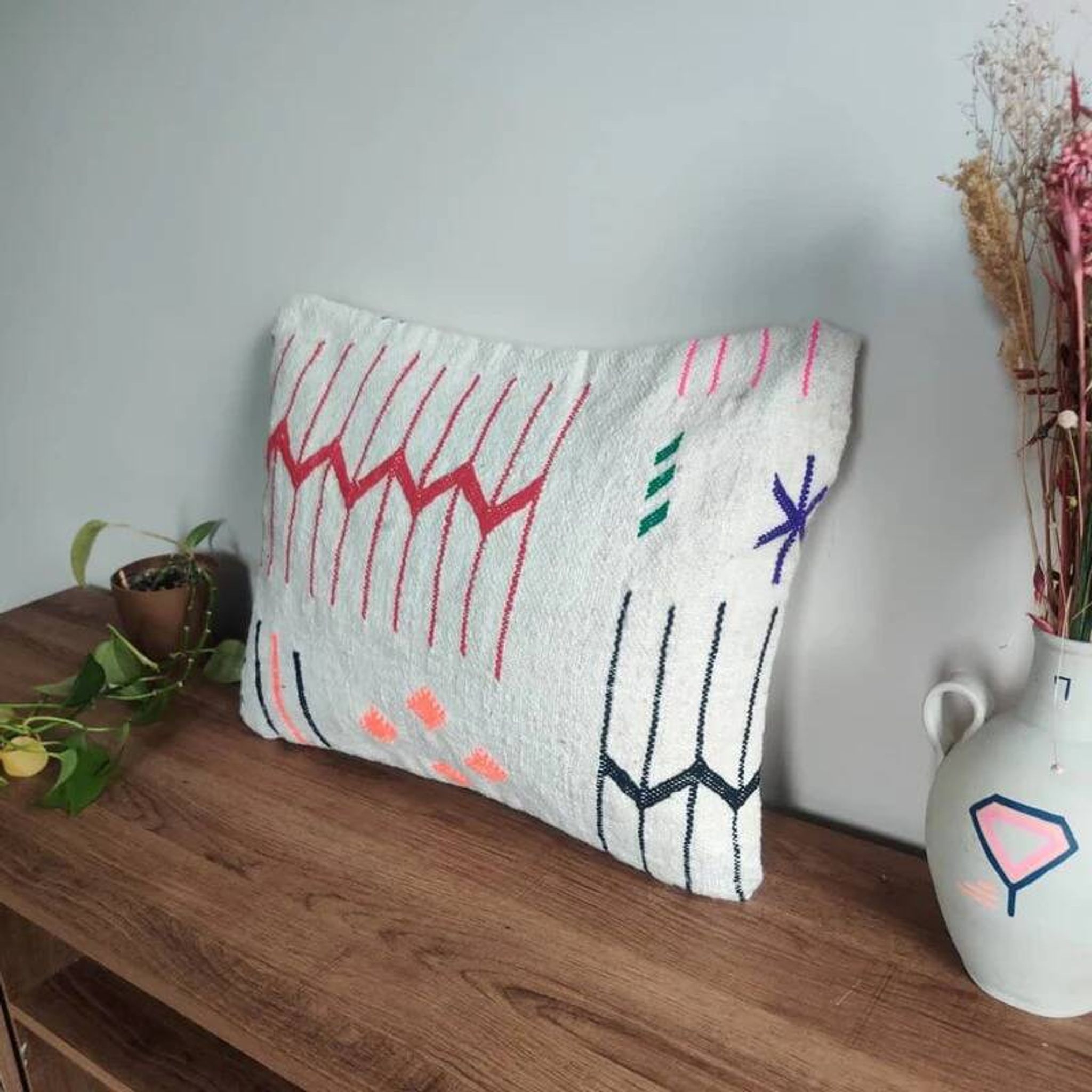 Coussin bohème marocain blanc