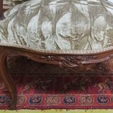 Salon ensemble banquette et fauteuils Rocaille en noyer