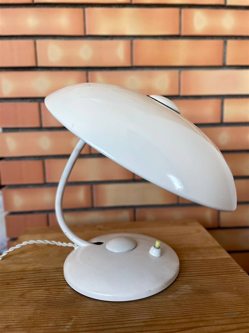 Original Bauhaus white desk lamp by Helo Leuchten